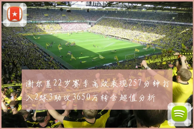 谢尔基22岁赛季高效表现257分钟打入2球3助攻3650万转会超值分析